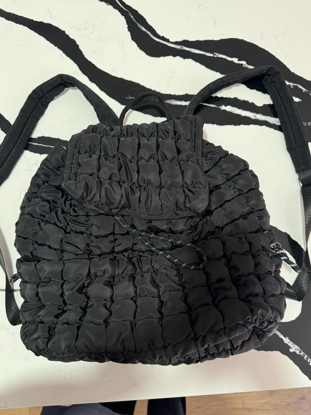 Black Puffer Quilted Backpack